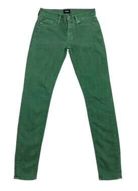 Hudson Jeans Nico Mid Rise Super Skinny Green Womens 26 Dark Wash Stretch
